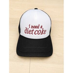 Zenana I Need a Diet Coke Trucker Hat Black White Mesh Snapback Cap New